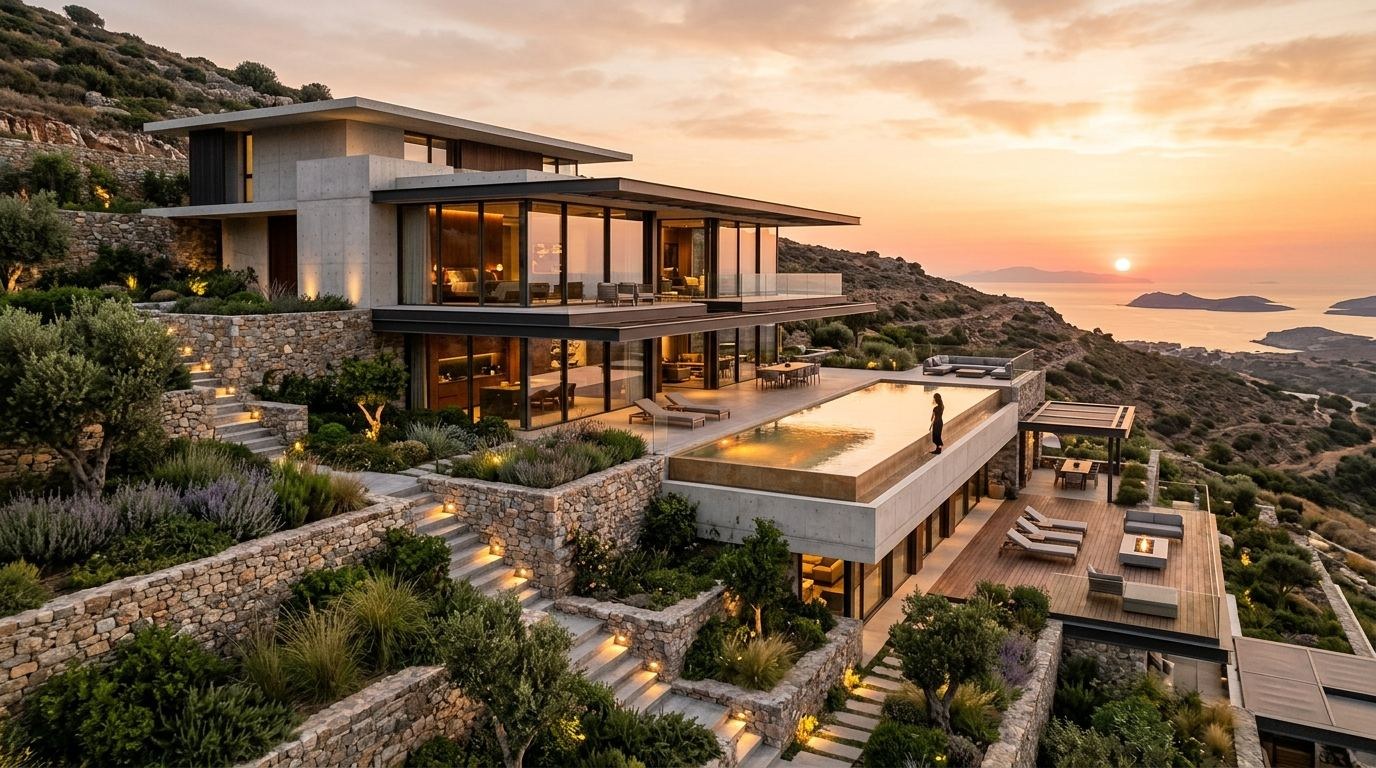 Modern villa entrance